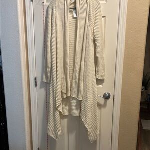 Skinnygirl Cream Cardigan Sweater with Waterfall Front
